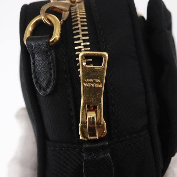 PRADA Chain Shoulder Bag Nylon Black Gold Auth 151199V