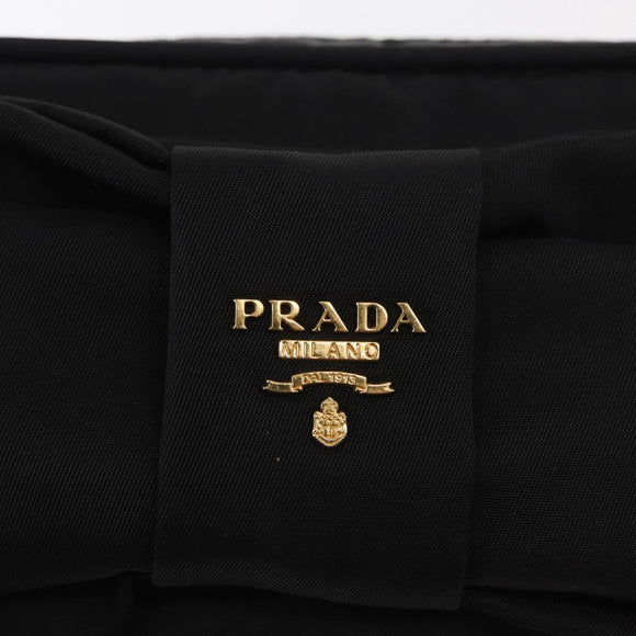 PRADA Chain Shoulder Bag Nylon Black Gold Auth 151199V