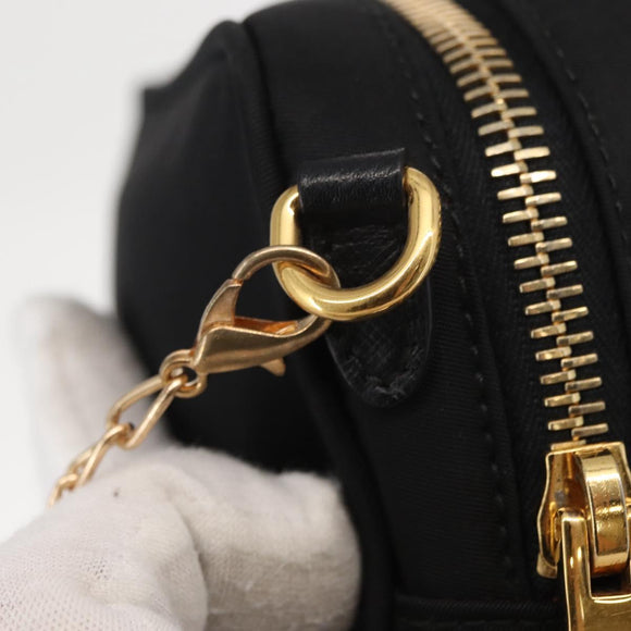 PRADA Chain Shoulder Bag Nylon Black Gold Auth 151199V