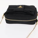 PRADA Chain Shoulder Bag Nylon Black Gold Auth 151199V-6