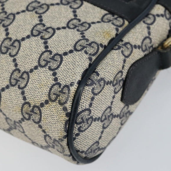 GUCCI GG Supreme Sherry Line Bag PVC Leather Navy Gold 56 02 004 Auth 151234