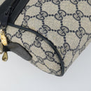 GUCCI GG Supreme Sherry Line Bag PVC Leather Navy Gold 56 02 004 Auth 151234-15