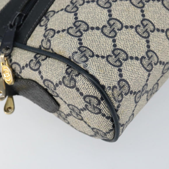 GUCCI GG Supreme Sherry Line Bag PVC Leather Navy Gold 56 02 004 Auth 151234