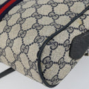 GUCCI GG Supreme Sherry Line Bag PVC Leather Navy Gold 56 02 004 Auth 151234-16