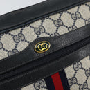 GUCCI GG Supreme Sherry Line Bag PVC Leather Navy Gold 56 02 004 Auth 151234-18