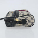 GUCCI GG Supreme Sherry Line Bag PVC Leather Navy Gold 56 02 004 Auth 151234-4