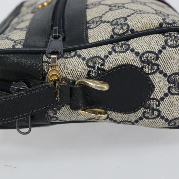 GUCCI GG Supreme Sherry Line Bag PVC Leather Navy Gold 56 02 004 Auth 151234