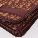 Christian Dior Trotter Canvas Chain Shoulder Bag Red Gold Auth 151235-11