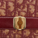 Christian Dior Trotter Canvas Chain Shoulder Bag Red Gold Auth 151235-14