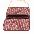 Christian Dior Trotter Canvas Chain Shoulder Bag Red Gold Auth 151235-15