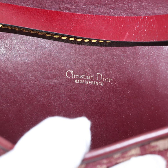Christian Dior Trotter Canvas Chain Shoulder Bag Red Gold Auth 151235