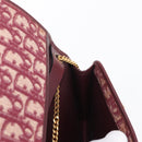 Christian Dior Trotter Canvas Chain Shoulder Bag Red Gold Auth 151235-19