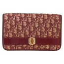Christian Dior Trotter Canvas Chain Shoulder Bag Red Gold Auth 151235-2