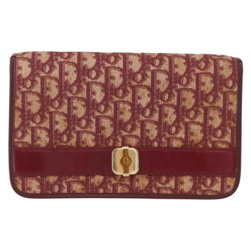 Christian Dior Trotter Canvas Chain Shoulder Bag Red Gold Auth 151235 - 0
