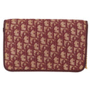 Christian Dior Trotter Canvas Chain Shoulder Bag Red Gold Auth 151235-3