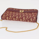Christian Dior Trotter Canvas Chain Shoulder Bag Red Gold Auth 151235-6
