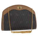 Christian Dior Honeycomb Canvas Chain Shoulder Bag PVC Black Gold Auth 151236-1