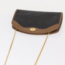 Christian Dior Honeycomb Canvas Chain Shoulder Bag PVC Black Gold Auth 151236-6