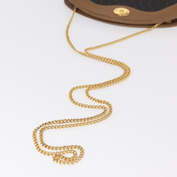 Christian Dior Honeycomb Canvas Chain Shoulder Bag PVC Black Gold Auth 151236