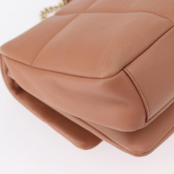 Salvatore Ferragamo Vala Chain Shoulder Bag Leather Pink Gold Auth 151237