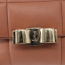 Salvatore Ferragamo Vala Chain Shoulder Bag Leather Pink Gold Auth 151237-14