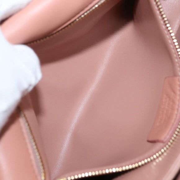 Salvatore Ferragamo Vala Chain Shoulder Bag Leather Pink Gold Auth 151237