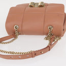 Salvatore Ferragamo Vala Chain Shoulder Bag Leather Pink Gold Auth 151237-6