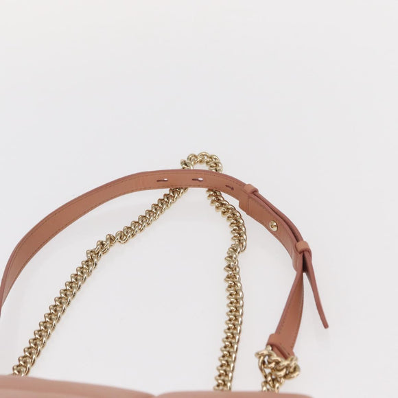 Salvatore Ferragamo Vala Chain Shoulder Bag Leather Pink Gold Auth 151237