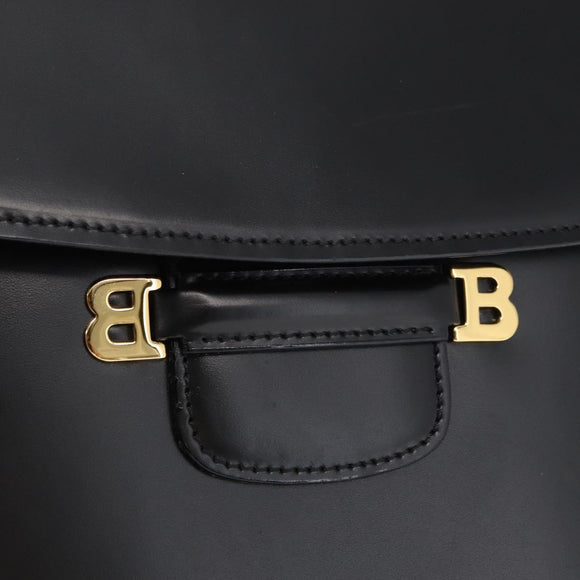 BALLY Shoulder Bag Leather Black Gold Auth 151255