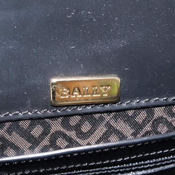 BALLY Shoulder Bag Leather Black Gold Auth 151255