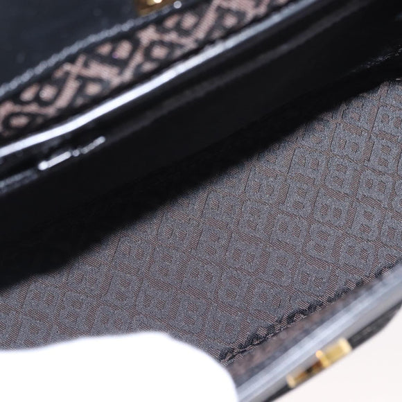 BALLY Shoulder Bag Leather Black Gold Auth 151255
