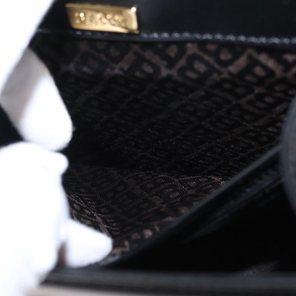 BALLY Shoulder Bag Leather Black Gold Auth 151255