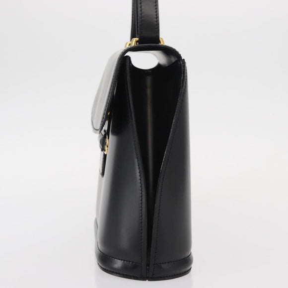 BALLY Shoulder Bag Leather Black Gold Auth 151255