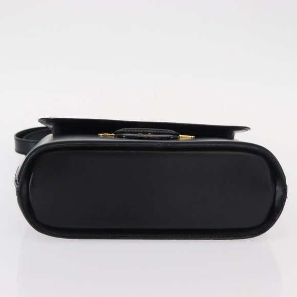 BALLY Shoulder Bag Leather Black Gold Auth 151255