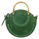 Chloe Pixy Hand Bag Leather Suede 2way Green Gold Auth 151257-13