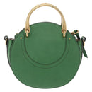 Chloe Pixy Hand Bag Leather Suede 2way Green Gold Auth 151257-2