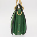 Chloe Pixy Hand Bag Leather Suede 2way Green Gold Auth 151257-3