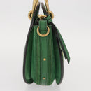 Chloe Pixy Hand Bag Leather Suede 2way Green Gold Auth 151257-4