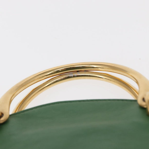 Chloe Pixy Hand Bag Leather Suede 2way Green Gold Auth 151257