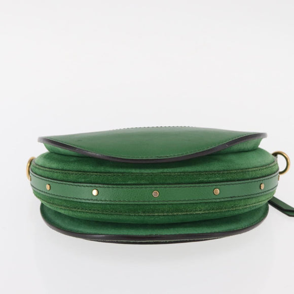 Chloe Pixy Hand Bag Leather Suede 2way Green Gold Auth 151257