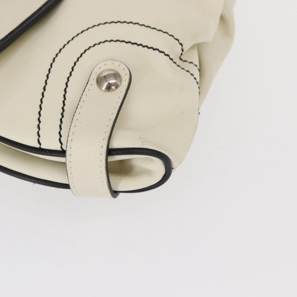 Salvatore Ferragamo Gancini Shoulder Bag Leather Silver White Auth 151258