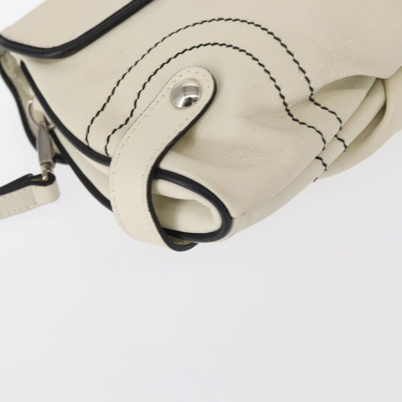 Salvatore Ferragamo Gancini Shoulder Bag Leather Silver White Auth 151258