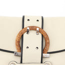 Salvatore Ferragamo Gancini Shoulder Bag Leather Silver White Auth 151258-18