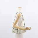 Salvatore Ferragamo Gancini Shoulder Bag Leather Silver White Auth 151258-23