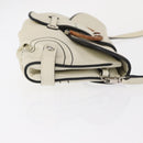 Salvatore Ferragamo Gancini Shoulder Bag Leather Silver White Auth 151258-3