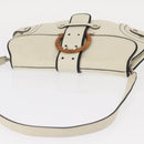 Salvatore Ferragamo Gancini Shoulder Bag Leather Silver White Auth 151258-6