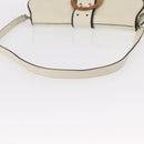 Salvatore Ferragamo Gancini Shoulder Bag Leather Silver White Auth 151258-7