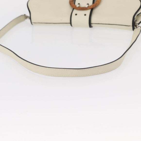 Salvatore Ferragamo Gancini Shoulder Bag Leather Silver White Auth 151258