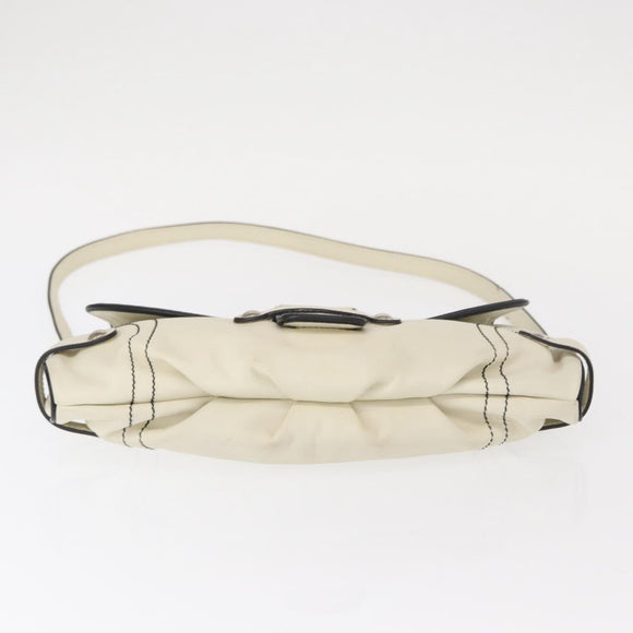 Salvatore Ferragamo Gancini Shoulder Bag Leather Silver White Auth 151258