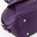 Salvatore Ferragamo Gancini Hand Bag Leather 2way Purple Gold Auth 151259-16